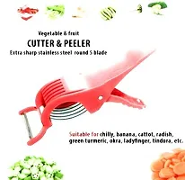 Veg Cutter Sharp Stainless Steel 5 Blade Vegetable Cutter with Peeler (Pack of -2)-thumb1