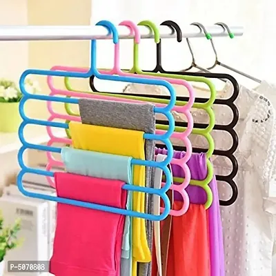 4 Pcs - 5 Slot Pant  / Shirt Hanger Wardrobe Organizer