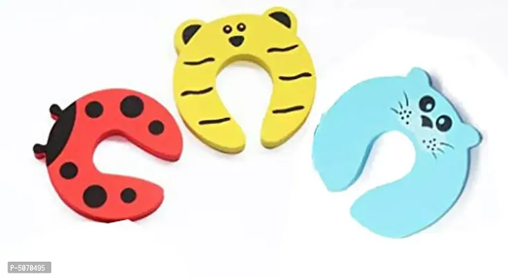 Random Prints Baby Safety Chile Proofing Foam Door Stopper Pinch Guard - Pack Of 3-thumb2