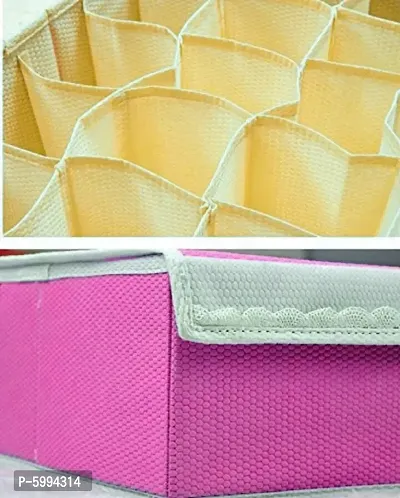 10 + 1 Grid Non Woven Foldable Undergarment Organizer - Pink-thumb3