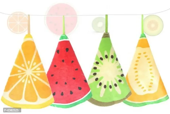 Pack Of 4 Fruit Design Microfiber Towel Fro Drying Dishes and Hand