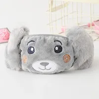 Kids Girls Warm Winter Plush Cartoon Ear Muff Face Mask - Grey-thumb1