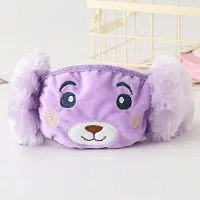 Kids Girls Warm Winter Plush Cartoon Ear Muff Face Mask - Violet-thumb1