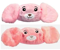 Pack Of 2  - Kids Boys Warm Winter Plush Cartoon Ear Muff Face Mask - Pink Peach-thumb1