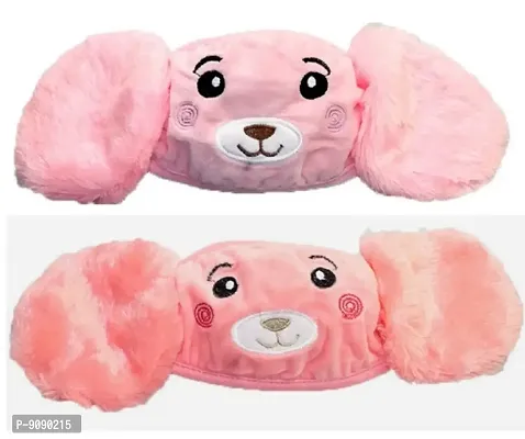 Pack Of 2  - Kids Boys Warm Winter Plush Cartoon Ear Muff Face Mask - Pink Peach-thumb2