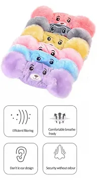 Pack Of 2  - Kids Boys Warm Winter Plush Cartoon Ear Muff Face Mask - Violet Grey-thumb1