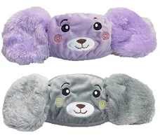 Pack Of 2  - Kids Boys Warm Winter Plush Cartoon Ear Muff Face Mask - Violet Grey-thumb2