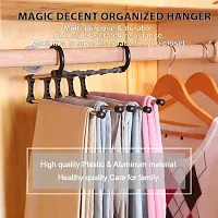 5 in 1 Foldable Space Saving Pant Jeans Trouser Hangers (Black Silver) Pack Of 3-thumb2