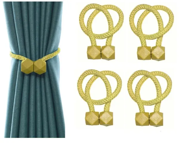 Magnetic Curtain Holder Ties / Tie Back Curtain Drape Hold Back ( Golden Yellow ) (Pack of 4)