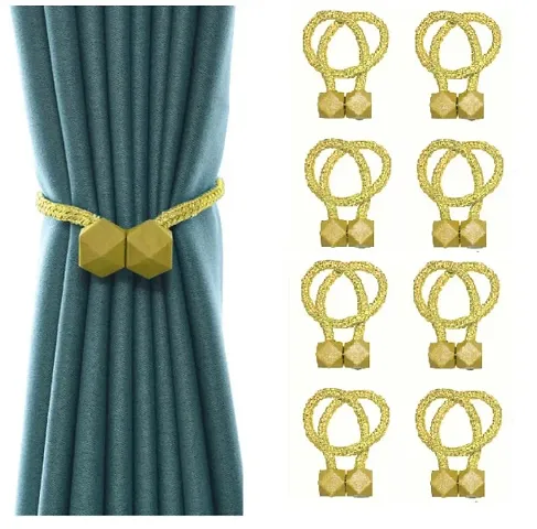 Magnetic Curtain Holder Ties / Tie Back Curtain Drape Hold Back ( Golden Yellow ) (Pack of 8)