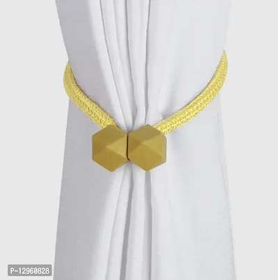 Magnetic Curtain Holder Ties / Tie Back Curtain Drape Hold Back ( Golden Yellow ) (Pack of 4)-thumb5