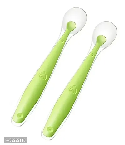 Soft Silicone Gel Tip Baby Infant Feeding Training Spoon Pack of 2 - Green