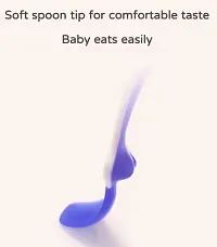 2 Pcs Soft Silicone Tip Baby Feeding Heat Sensitive Colour Changing Temperature Sensing Spoon (Blue)-thumb3