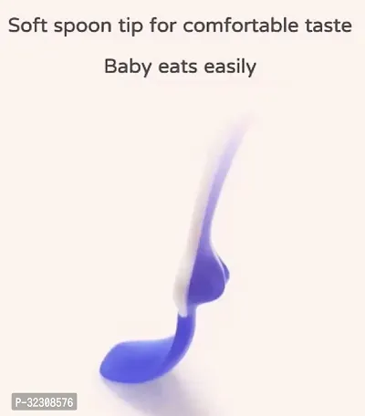 2 Pcs Soft Silicone Tip Baby Feeding Heat Sensitive Colour Changing Temperature Sensing Spoon (Blue)-thumb4