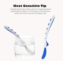 2 Pcs Soft Silicone Tip Baby Feeding Heat Sensitive Colour Changing Temperature Sensing Spoon (Blue)-thumb4