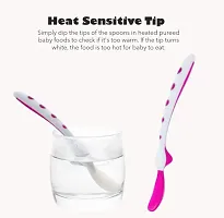 2 Pcs Soft Silicone Tip Baby Feeding Heat Sensitive Colour Changing Temperature Sensing Spoon (Pink)-thumb3