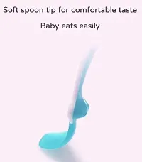 2 Pcs Soft Silicone Tip Baby Feeding Heat Sensitive Colour Changing Temperature Sensing Spoon (Green)-thumb1