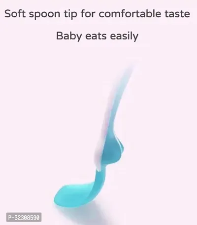 2 Pcs Soft Silicone Tip Baby Feeding Heat Sensitive Colour Changing Temperature Sensing Spoon (Green)-thumb2