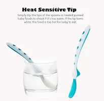 2 Pcs Soft Silicone Tip Baby Feeding Heat Sensitive Colour Changing Temperature Sensing Spoon (Green)-thumb3