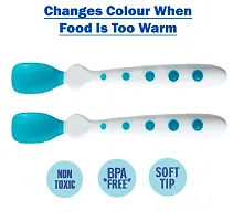 2 Pcs Soft Silicone Tip Baby Feeding Heat Sensitive Colour Changing Temperature Sensing Spoon (Green)-thumb4