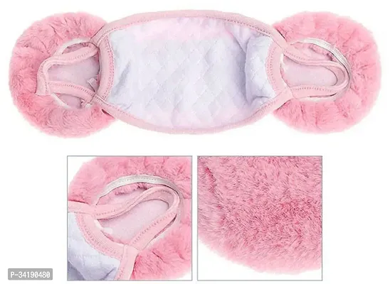 Pack Of 2 Unisex Kids 4 - 12 Years Warm Winter Fleece Cartoon  Earmuff With Face  Mask - Brown and Pink-thumb5