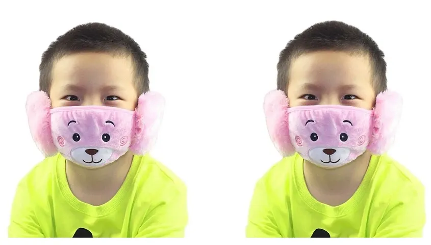 Pack Of 2 Boys Warm Winter Earmuff Face  Mask - Pink