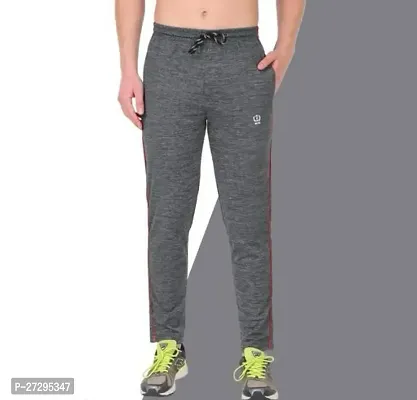 Stylish Grey Cotton Blend Solid Regular Track Pants For Men-thumb0