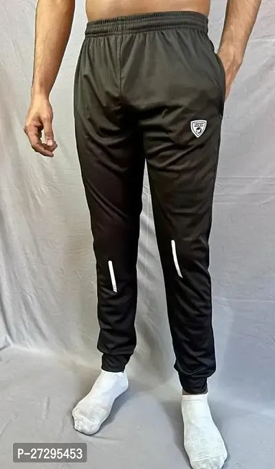 Stylish Black Polyester Solid Regular Track Pants For Men