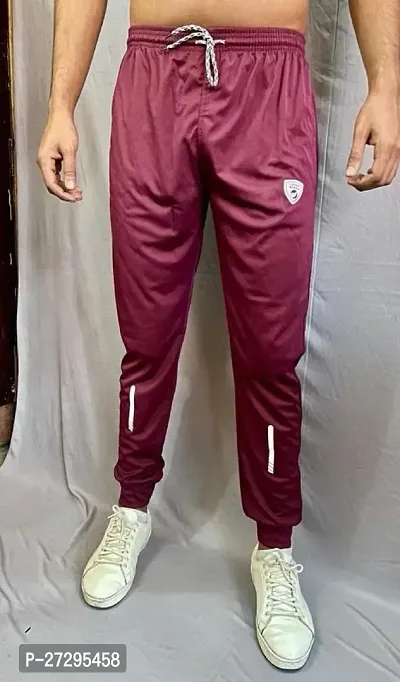 Stylish Red Polyester Solid Regular Track Pants For Men