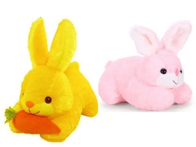 2 Pcs Combo Pack Yellow Rabbit And Pink Rabbit Soft Toys