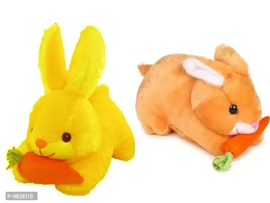 2 Pcs Combo Pack Yellow Rabbit And Brown Rabbit Soft Toys Best Gift For Valentine Day, Kids Birthday, Marriage Anniversary etc. High Quality Soft Material Attractive Rabbit - 25 Cm