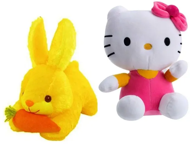 2 Pcs Combo Pack Yellow Rabbit And Grey Penguin Soft Toys Best Gift For Valentine Day,