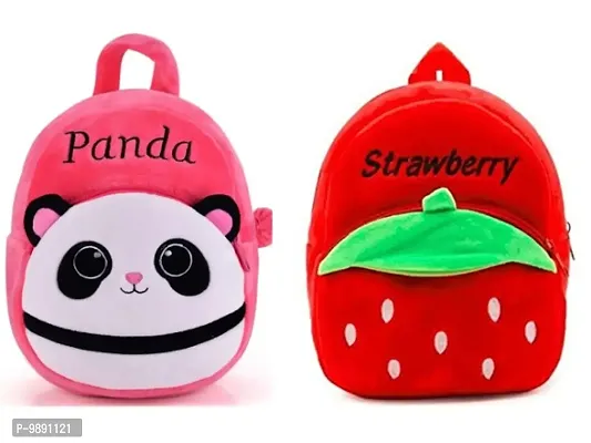 1 Pcs Pink Panda Bag And 1 Pcs Strawberry Bag High Quality Soft Material Kids Bag ( H*B - 35*30 )-thumb0