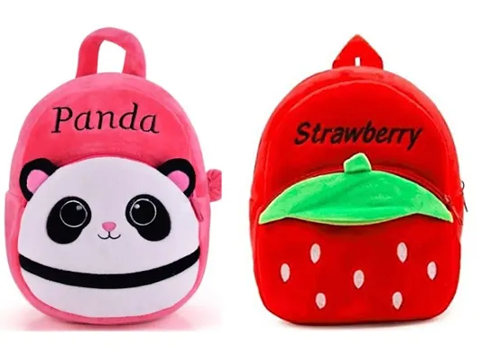 1 Pcs Pink Panda Bag And 1 Pcs Strawberry Bag High Quality Soft Material Kids Bag ( H*B - 35*30 )