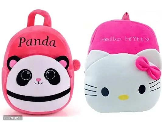 1 Pcs Pink Panda Bag And 1 Pcs Kitty Bag High Quality Soft Material Kids Bag ( H*B - 35*30 )-thumb0