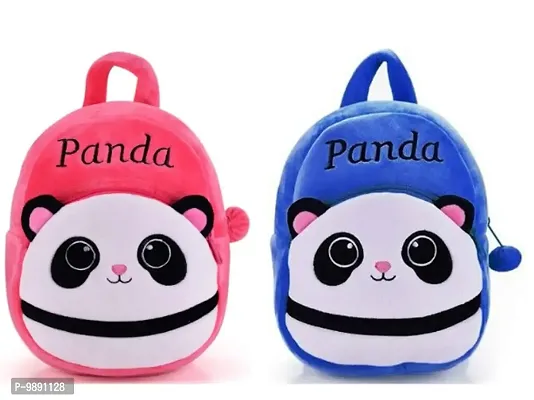 1 Pcs Pink Panda Bag And 1 Pcs Blue Panda Bag High Quality Soft Material Kids Bag ( H*B - 35*30 )-thumb0