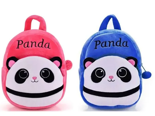 1 Pcs Pink Panda Bag And 1 Pcs Blue Panda Bag High Quality Soft Material Kids Bag ( H*B - 35*30 )