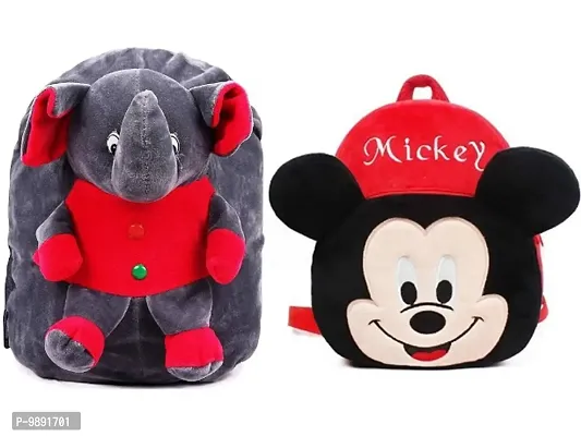 1 Pcs Elephant Bag And 1 Pcs Super Mickey Bag High Quality Soft Material Kids Bag ( H*B - 35*30 )-thumb0