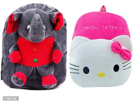 1 Pcs Elephant Bag And 1 Pcs Kitty Bag High Quality Soft Material Kids Bag ( H*B - 35*30 )-thumb0