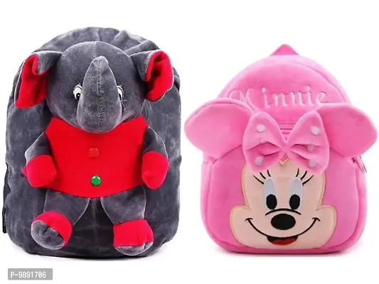 1 Pcs Elephant Bag And 1 Pcs Pink Minnie Bag High Quality Soft Material Kids Bag ( H*B - 35*30 )-thumb0