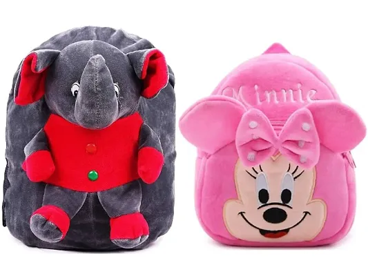 1 Pcs Elephant Bag And 1 Pcs Pink Minnie Bag High Quality Soft Material Kids Bag ( H*B - 35*30 )