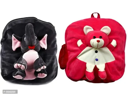 1 Pcs Elephant Bag And 1 Pcs Teddy Bag High Quality Soft Material Kids Bag ( H*B - 37*32 )-thumb0