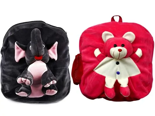 1 Pcs Elephant Bag And 1 Pcs Teddy Bag High Quality Soft Material Kids Bag ( H*B - 37*32 )