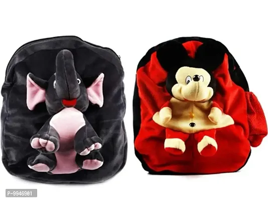 1 Pcs Elephant Bag And 1 Pcs Mickey Bag High Quality Soft Material Kids Bag ( H*B - 37*32 )-thumb0