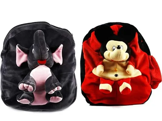 1 Pcs Elephant Bag And 1 Pcs Mickey Bag High Quality Soft Material Kids Bag ( H*B - 37*32 )