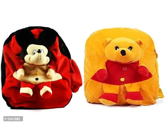 1 Pcs Mickey Bag And 1 Pcs Pooh Bag High Quality Soft Material Kids Bag ( H*B - 37*32 )-thumb0