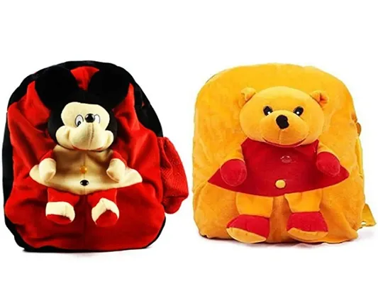 1 Pcs Mickey Bag And 1 Pcs Pooh Bag High Quality Soft Material Kids Bag ( H*B - 37*32 )