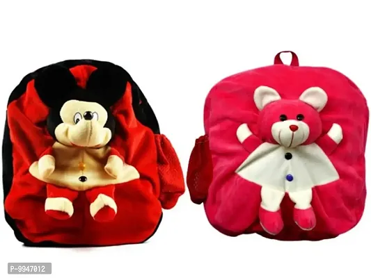 1 Pcs Mickey Bag And 1 Pcs Teddy Bag High Quality Soft Material Kids Bag ( H*B - 37*32 )-thumb0