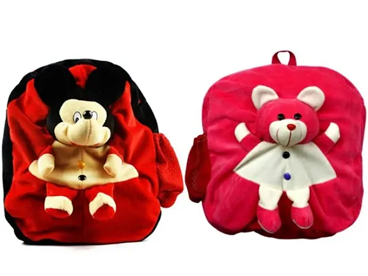 1 Pcs Mickey Bag And 1 Pcs Teddy Bag High Quality Soft Material Kids Bag ( H*B - 37*32 )