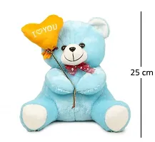 1 Pcs Blue Teddy And 1 Pcs Grey Appu Elephant Best Gift For Couple High Quality Soft Toy ( Blue Teddy - 25 cm And Elephant- 25 cm )-thumb1